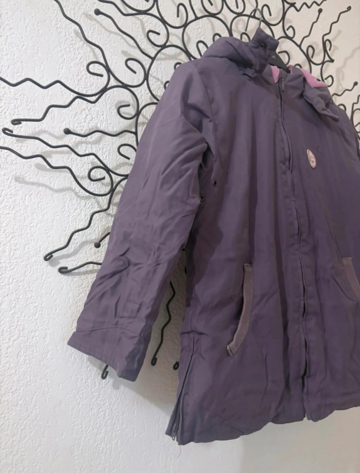 Manteau d'hiver fille 8 ans prune doublée polaire rose fuchsia chaude à capuche decathlon 130 cm – photo 5